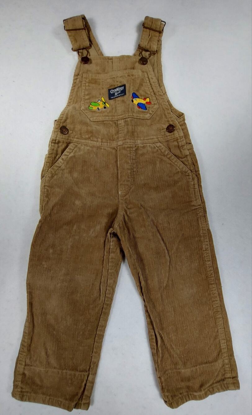 Vintage Oshkosh BGosh Vestbak Brown Airplane Overalls Corduroy Size 2T Farmcore